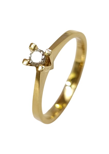 0.10CT Tek Taş Pırlanta Yüzük 14 Ayar Altın Hd Videolu