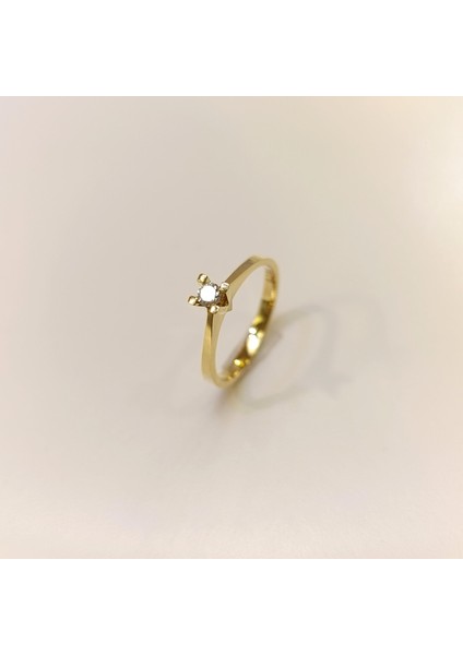 0.10CT Tek Taş Pırlanta Yüzük 14 Ayar Altın Hd Videolu modelleri