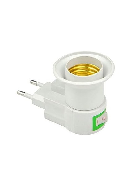 5dm Fişli Aç-Kapa E27 Ampül Duyu; E27 Standart, Abs + Bakır Malzemesi, 220V, Masa Üstü