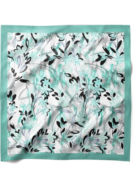 Yeşil Esinti Desenli Bandana Fular