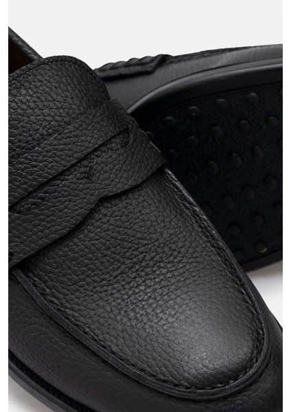 Ayakkabı %100 El Işçiliği Konfor Tabanlı Dokulu Deri Penny Loafer Erkek Ayakkabı fırsatları