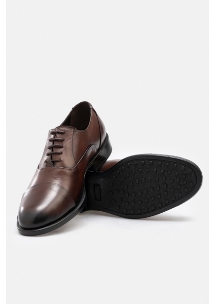 Ayakkabı Kahverengi Hakiki Deri El Yapımı Oxford Cap Toe Çift Dokulu Erkek Ayakkabı fiyatları