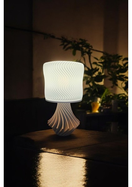 Elegance Tasarım Dekoratif Abajur 3D Ev Dekorasyon Bohem Vintage Dekorasyon Beyaz