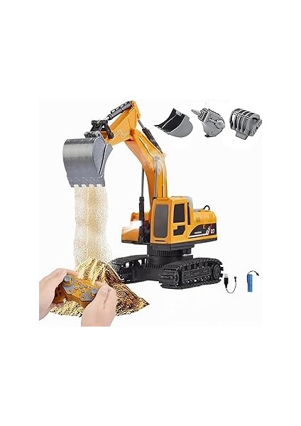 Oyuncak 2.4ghz Uzaktan Kumandalı Şarjlı Işıklı Buhar Atan Paletli Hareketli Kepçeli Rc Ekskavatör