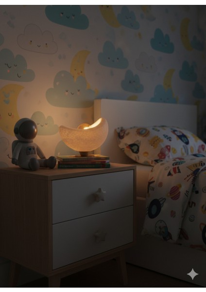 Luna Tasarım Masa Lambası Altın Detaylı Abajur Loş Amber Işık, Rustik Ampul Hediyeli 20 x 37 cm fırsatları