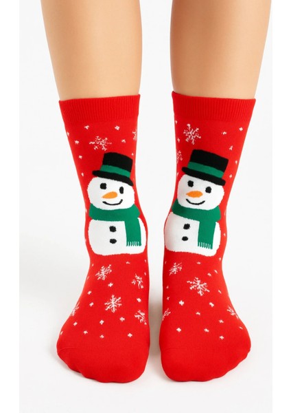 Unisex Yılbaşı Desenli Renkli Soket Çorap Christmas Happy New Year