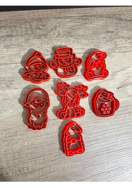 Yılbaşı Noel Kurabiye Süsü Hamur Kalıbı 7'li 6x5 Cm, Kırmızı fiyatları