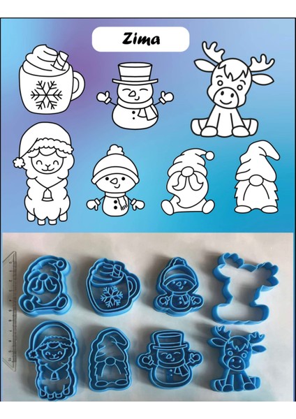 Yılbaşı Noel Kurabiye Süsü Hamur Kalıbı 7'li 6x5 Cm, Kırmızı modelleri