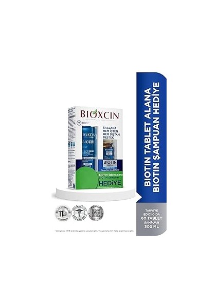Biotin & 15 Mg Çinko 60 Tablet + Biotin Günlük Şampuan 300 ml