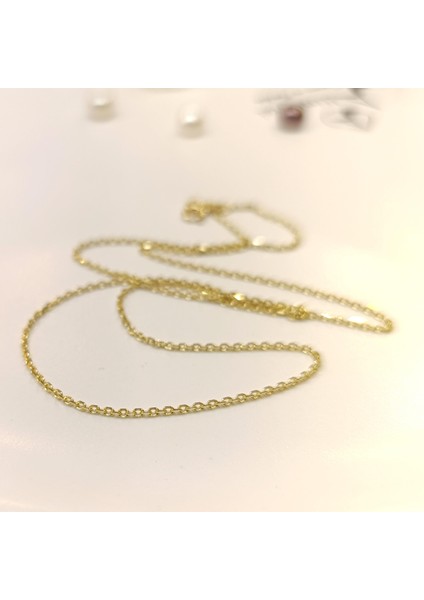 50CM 1.3mm Ince Forse Zincir 14 Ayar Altın