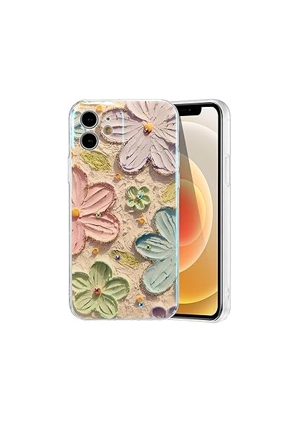 Ysm Coll. Uyumlu Yağlı Boya Resim Çiçekli Kamera Korumalı Tpu Silikon Telefon Kılıfı – Dayan