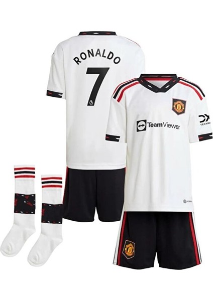 Manchester/united 2022/23 Sezonu Cristiano Ronaldo Çocuk Forması Şort Çorap 3'lü Set (White) modelleri