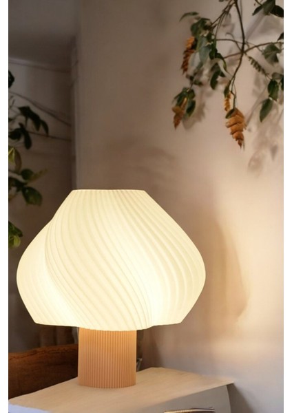 Modern Tasarım Abajur Masa Lambası Aydınlatma Aura Modern Komidin Krem Beyaz modelleri