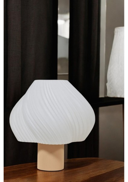 Modern Tasarım Abajur Masa Lambası Aydınlatma Aura Modern Komidin Krem Beyaz fırsatları