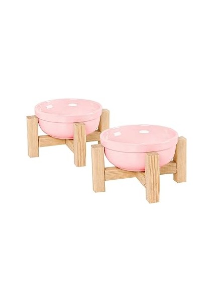 Gobypet Always The Best Mama Kabı, Ahşap Kedi Mama Kabı, (Iki Adet), Kedi Mama Su Kabı, Ahşap Stand