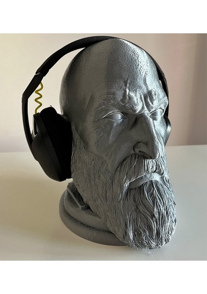 3D Baskı Kratos Kafası Kulaklık Tutucu – 23 cm | God Of War Temalı Masaüstü Stand fiyatları