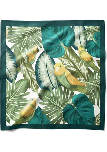 Tropikal Kuş Desenli Bandana Fular