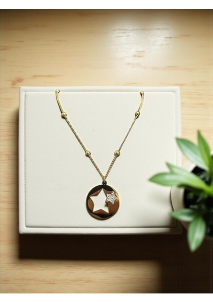 Çelik Çift Yıldız Kolye modelleri