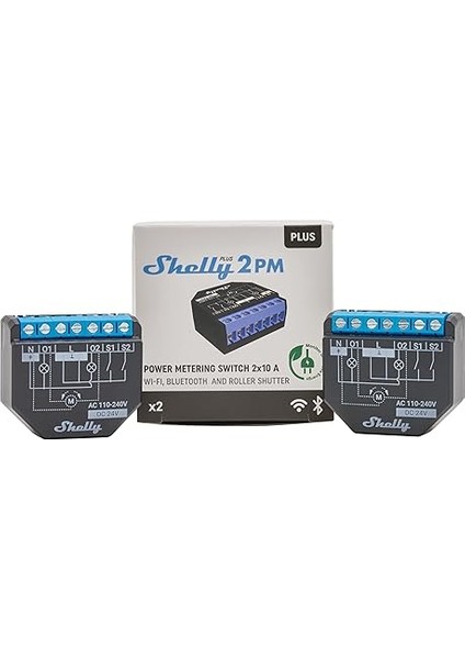 Shelly 2pm, Wi-Fi ve 2 Kanallı Akıllı Röle Şalteri, Güç Ölçümü, Ev Otomasyonu, Panju