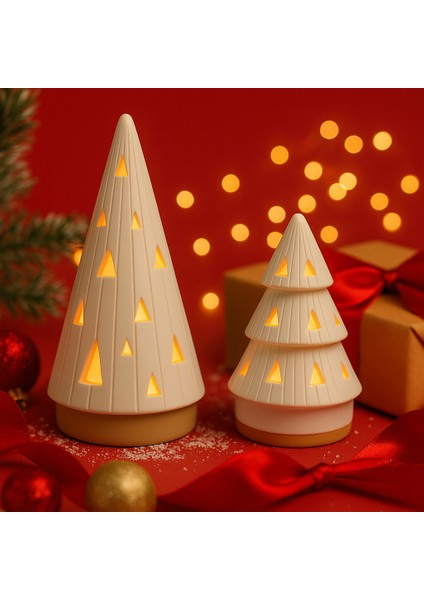 Yılbaşı Dekoratif Işıklı 2'li Çam Ağacı Seti Noel Masaüstü Ev Süsü Yeni Yıl Hediyesi fiyatları