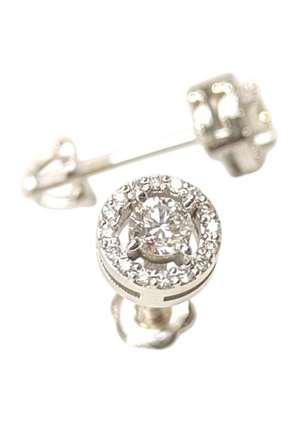 Pırlanta Halo Tek Taş Küpe 18 Ayar Altın Hd Videolu