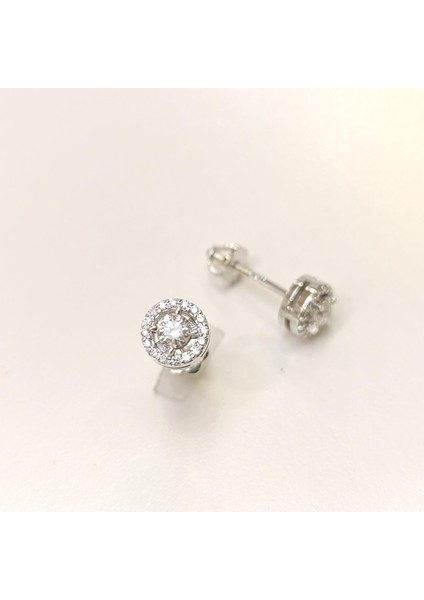 Pırlanta Halo Tek Taş Küpe 18 Ayar Altın Hd Videolu modelleri