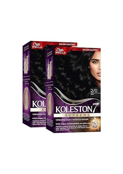 Wella Koleston Supreme Saç Boyası 2/0 Siyah X2' Li Set