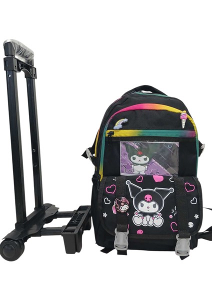 2 Kademeli Çekcekli Özel Renk Fermuarlı Portatif Ilkokul Sırt Çantası