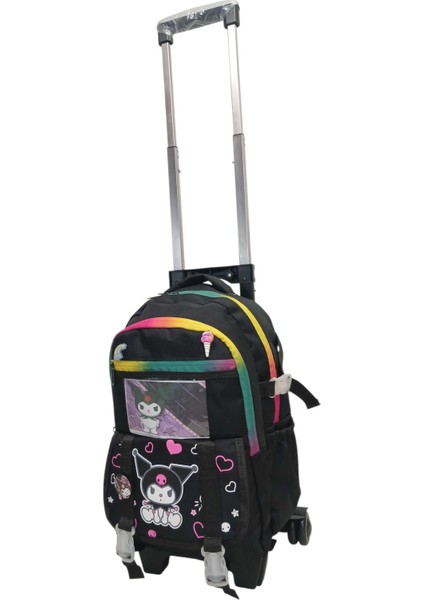 2 Kademeli Çekcekli Özel Renk Fermuarlı Portatif Ilkokul Sırt Çantası