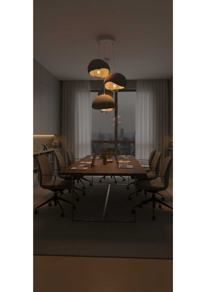 3'lü Sarkıt Trio Beton Görünümlü Gri Avize Rustik & Modern (Rustik Ampuller Hediye)