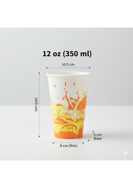 12 Oz (350 Ml) Karton Bardak - 50 Adet - Desenli Soğuk/sıcak Içecek - (Tek Kullanım, Kapaksız)