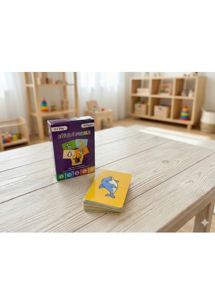 Bymeyla 16 Parça Hayvanlar Alemi | Zeka Geliştirici Eşleştirme Puzzle Eğitim Seti fırsatları