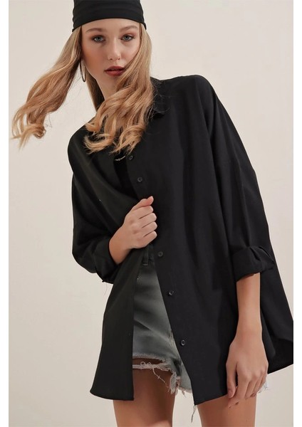 Mdb Siyah Oversize Uzun Basic Gömlek 3900 fiyatları