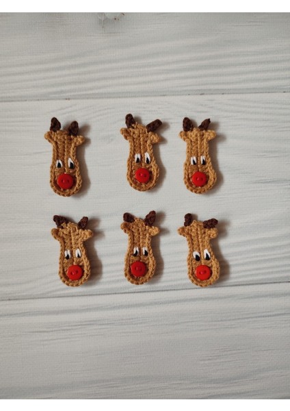 6'lı Kahverengi Yılbaşı Örgü Figür Seti, Süsleme, Noel Dekorasyonu