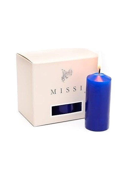 6'lı Saks Mavisi Bar Mum Seti (3,5x8 Cm)