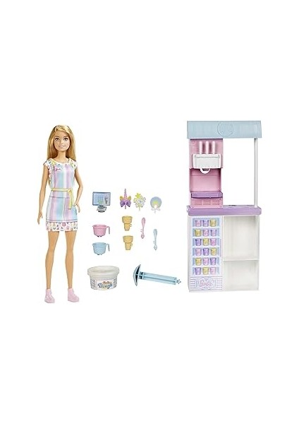 Dondurma Dükkanı Oyun Seti Dondurma Dükkanı Oyun Seti, 30 cm Sarışın Bebek, Dondurma