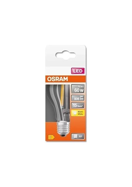 Osram LED Flament 6.5W 2700K 806LM E27 Duy Sarı Işık Ampul
