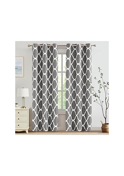 Melodieux Fas Modası Isı Yalıtımlı Oda Karartma Gromet Oturma Odası Için Perdeler, 106 x 203 Cm, gr