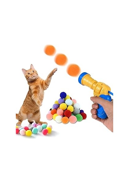 Kedi Oyun Tabancası Interaktif - Peluş Toplarla Eğlenceli Oyun Zamanı, Ekstra Peluş Toplar (Garanti̇