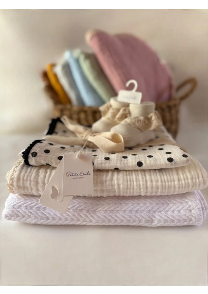 | Ponpon Organik | 3’lü Set | Müslin Örtü & Pike Seti | Oeko-Tex® Sertifikalı | %100 Pamuk