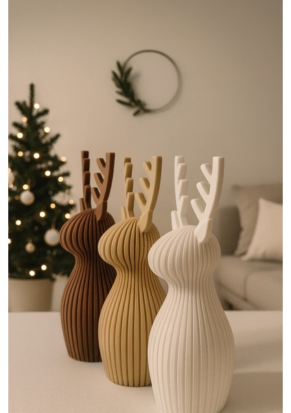 yılbaşı geyik dekor biblo 3'lü set fiyatları