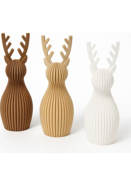 yılbaşı geyik dekor biblo 3'lü set