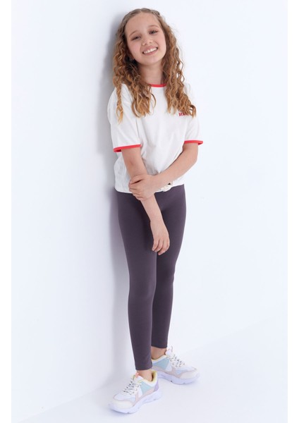 Eflatun Yüksek Bel Dar Paça Kız Çocuk Tayt - 75047