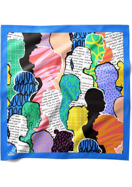 Pop-Art Siluet Desenli Bandana Fular