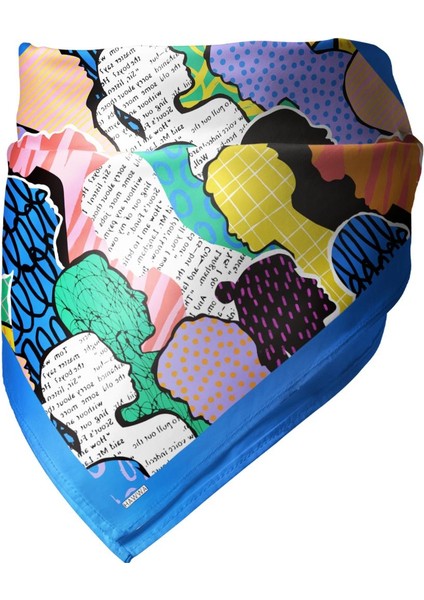 Pop-Art Siluet Desenli Bandana Fular modelleri