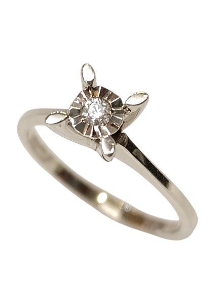 0.08CT Efekli Tek Taş Pırlanta Yüzük 8 Ayar Altın Hd Videolu