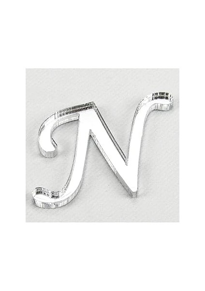 Parti̇ Vi̇tri̇ni̇ Pleksi Ayna N Harfi Gümüş Renk 3 cm