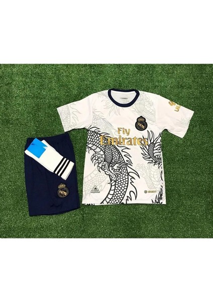 Cristiano Ronaldo Özel Dragon Tasarımlı R,e,a,l, M,a,d,r,i,d, Çocuk Forması 4'lü Set fiyatları