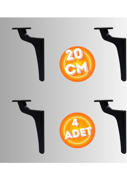 20 cm Metal Zirve Ayak Koltuk Ayağı Mobilya Ayağı Ünite Ayağı Konsol Ayağı Puf Berjer Ayağı ( 4 Adet )