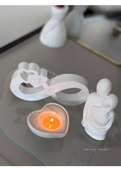 Sarılan Sevgili Biblo/ Sonsuzluk Işareti/ Kalp Şeklinde Mum -Aşk Kombinasyonu modelleri
